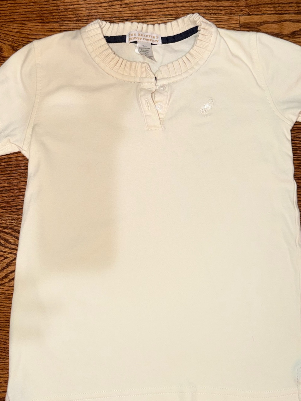 The Beaufort Bonnet Company Cream Short Sleeve Ruffle-Neck Tee